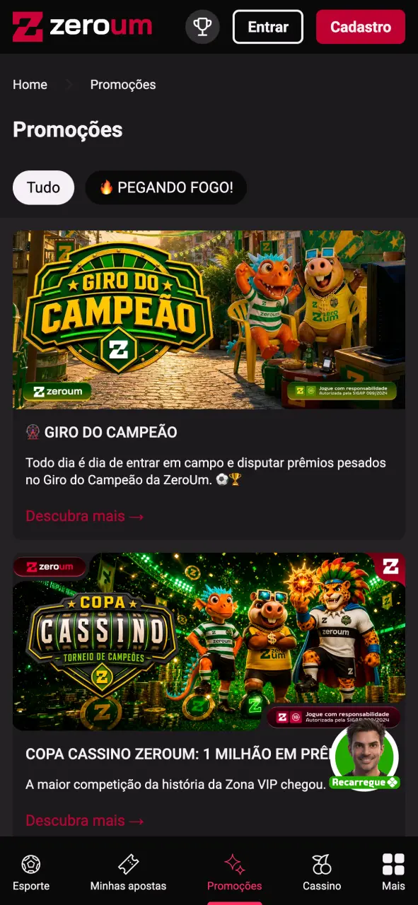 Abra as ofertas exclusivas no app da Zeroumbet e mude o seu jogo já.