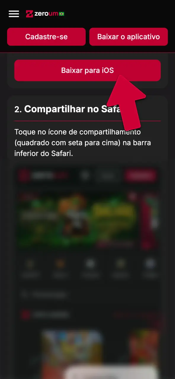Use o link oficial da Zeroumbet no navegador móvel Apple e faça suas apostas seguras.