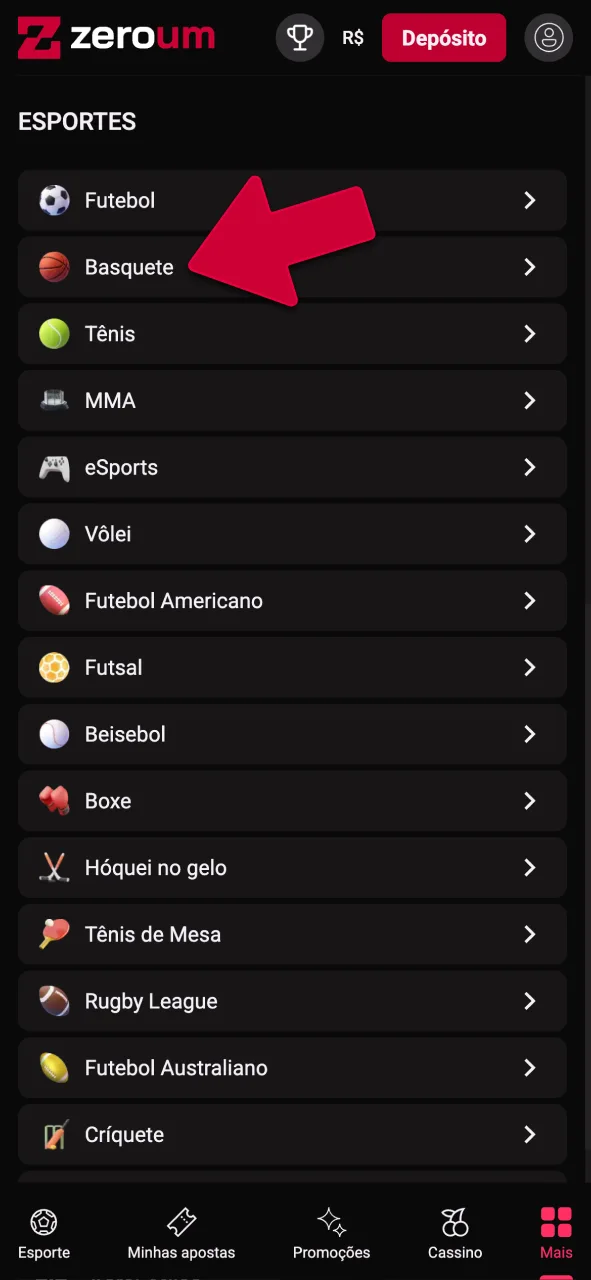 Selecione o basquete no menu da Zeroumbet e mude o seu jogo já.