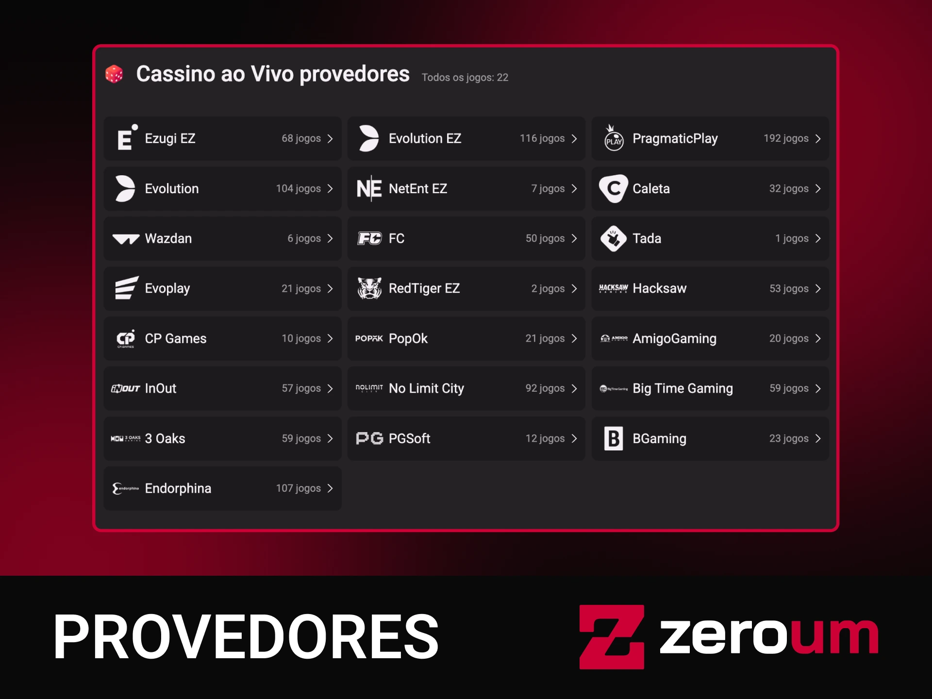 Jogue com provedores de jogos ao vivo licenciados na Zeroumbet e ganhe prêmios agora.