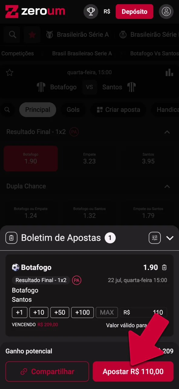 Insira o valor na sua cartela da Zeroumbet e jogue agora.