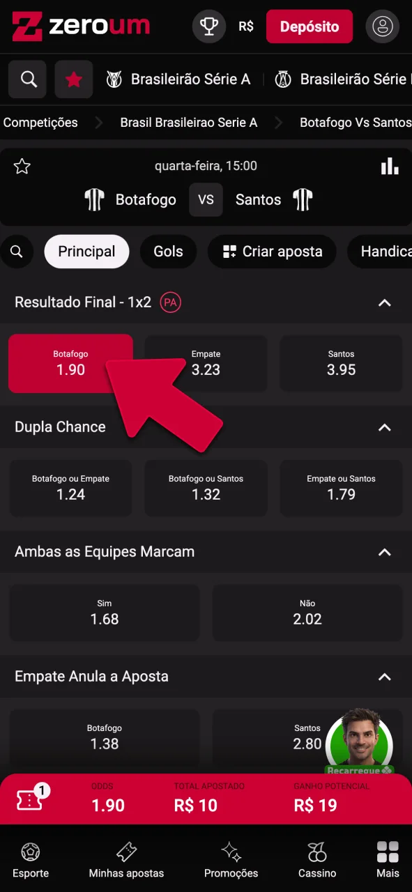 Escolha a sua partida favorita na Zeroumbet e jogue agora.