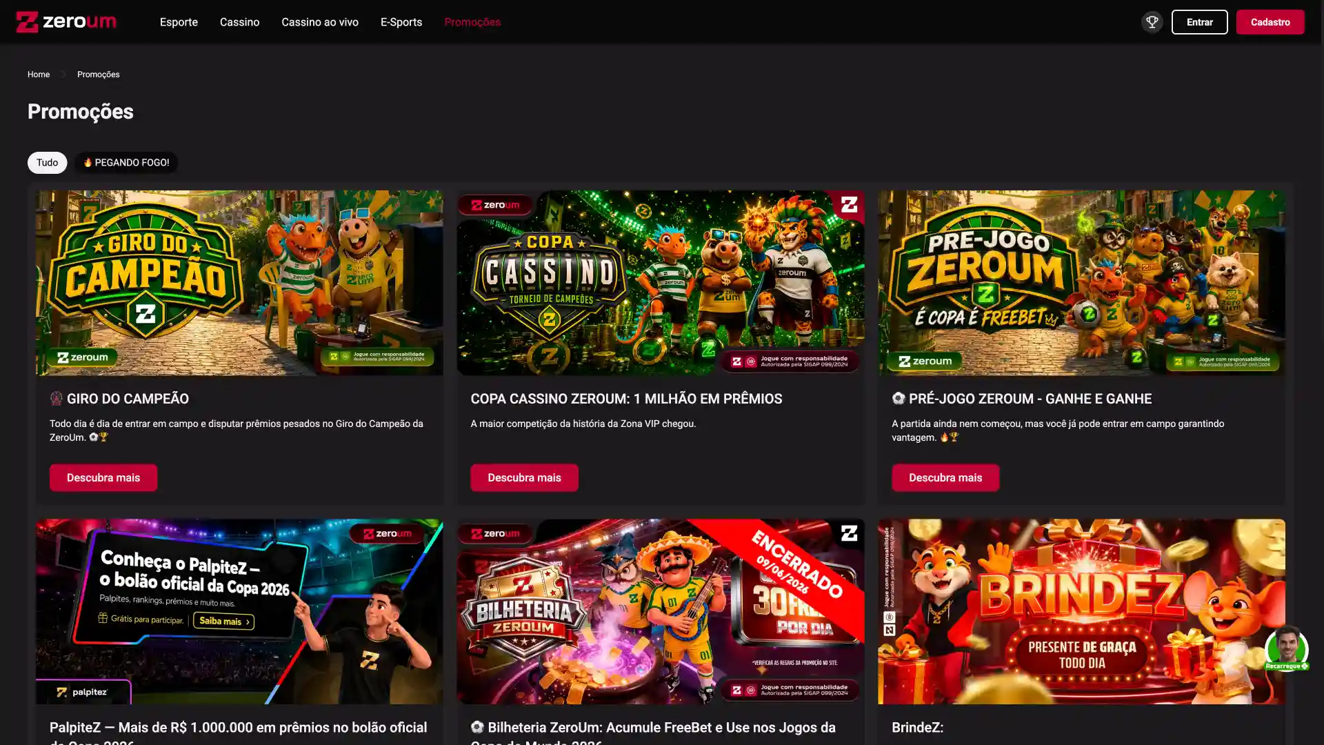 Confira as ofertas exclusivas da Zeroumbet e mude o seu jogo já.