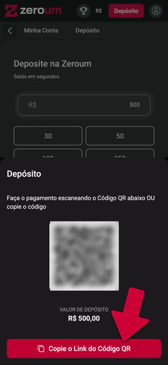 Copie a sua chave Pix gerada pela Zeroumbet e vença na hora.