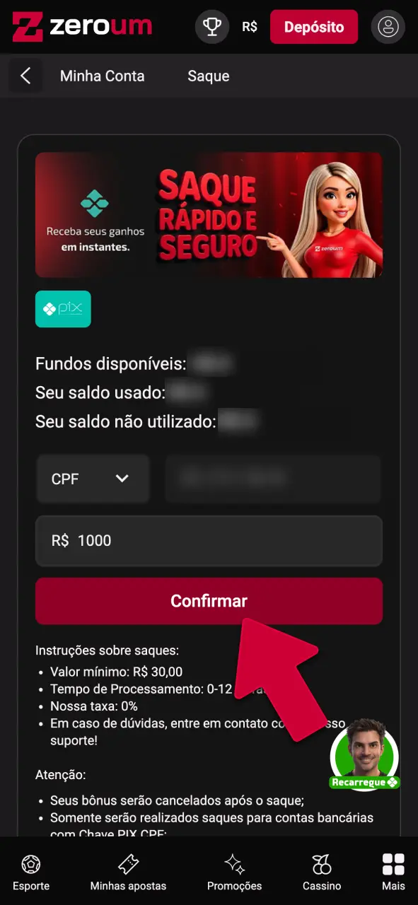 Confirme o seu pedido de saque na Zeroumbet e mude o seu jogo já.
