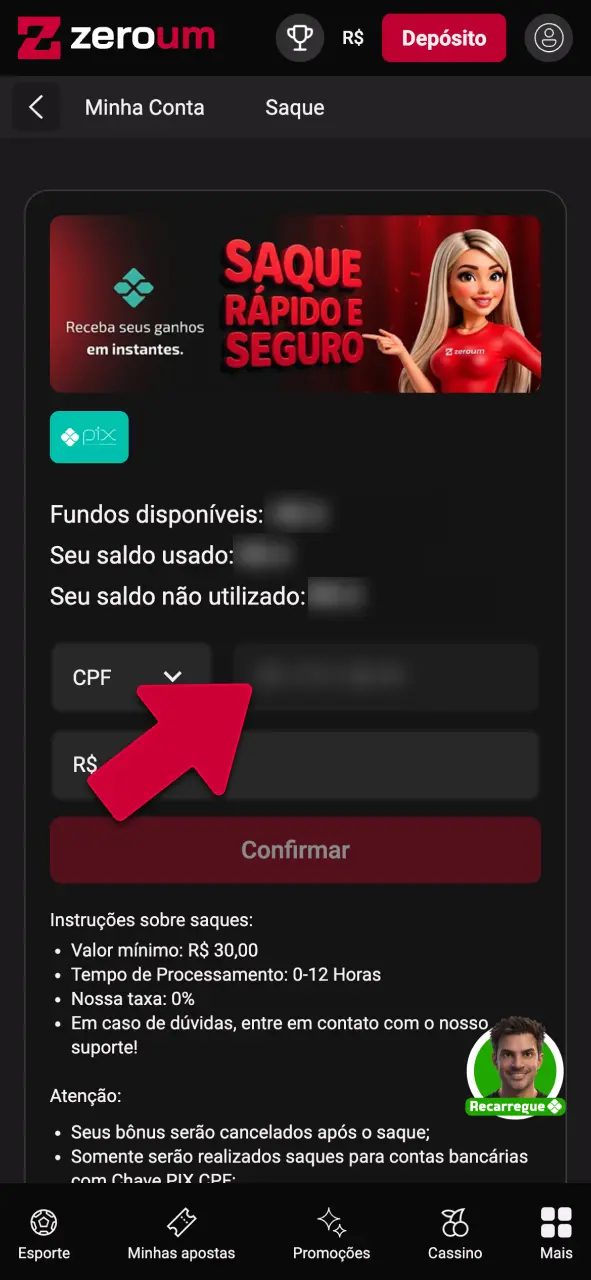 Confirme as suas informações bancárias na Zeroumbet e vença na hora.
