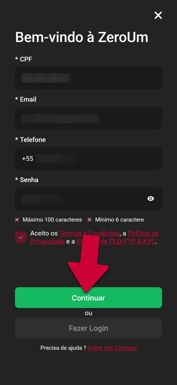 Confirme o registro da sua conta na Zeroumbet e jogue agora.