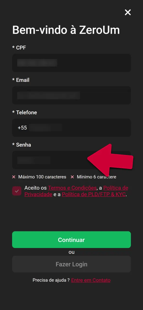 Crie uma senha forte na Zeroumbet e jogue agora.