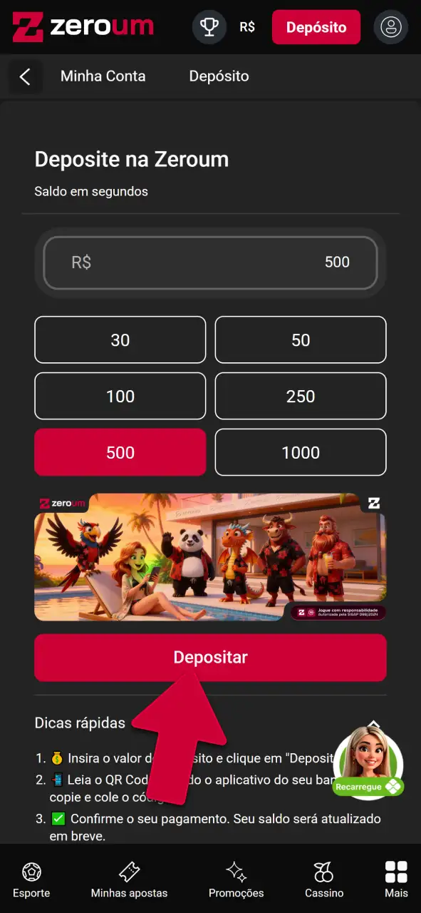 Acesse a seção de pagamentos da Zeroumbet e jogue agora.