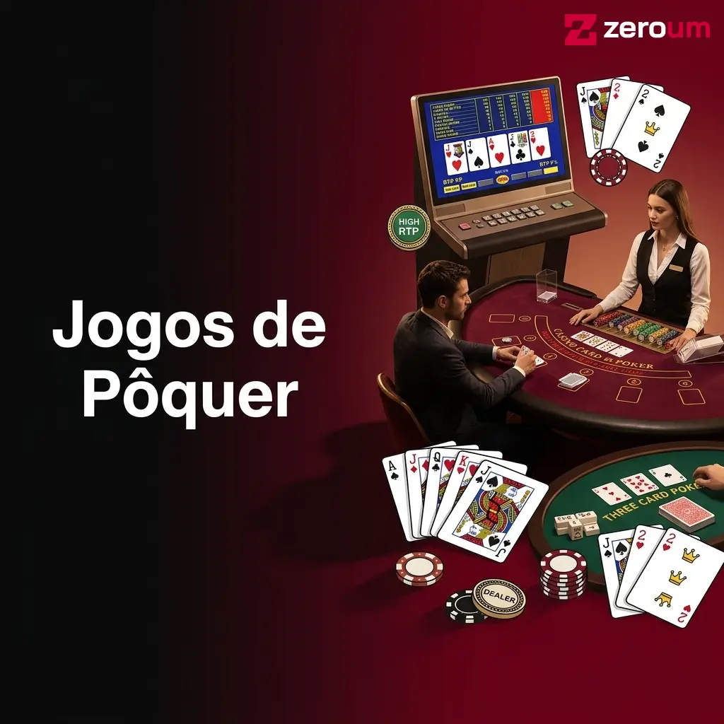 Jogos de pôquer no Zeroumbet com variantes como Jacks or Better, Deuces Wild e Casino Hold'em disponíveis