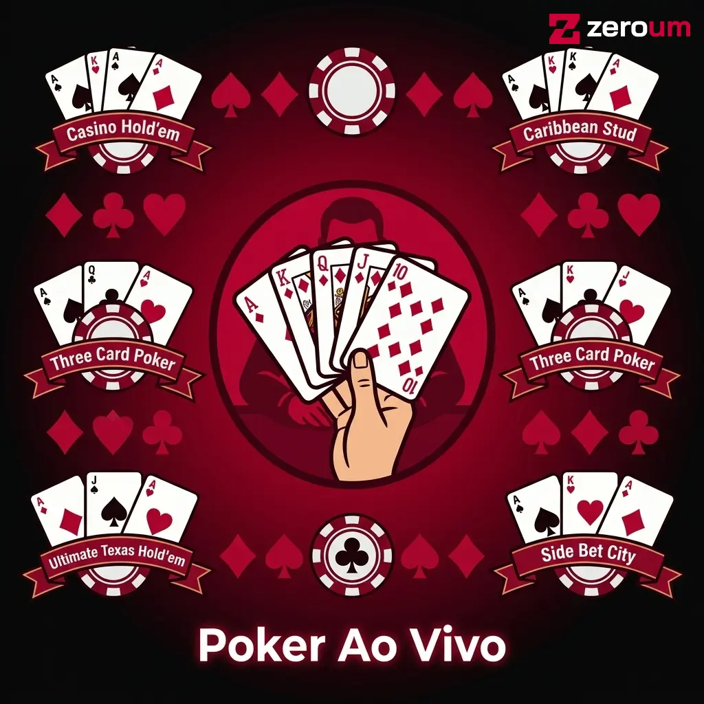 Mesa de poker ao vivo com dealer na Zeroumbet, variantes Caribbean Stud e Casino Hold'em disponíveis
