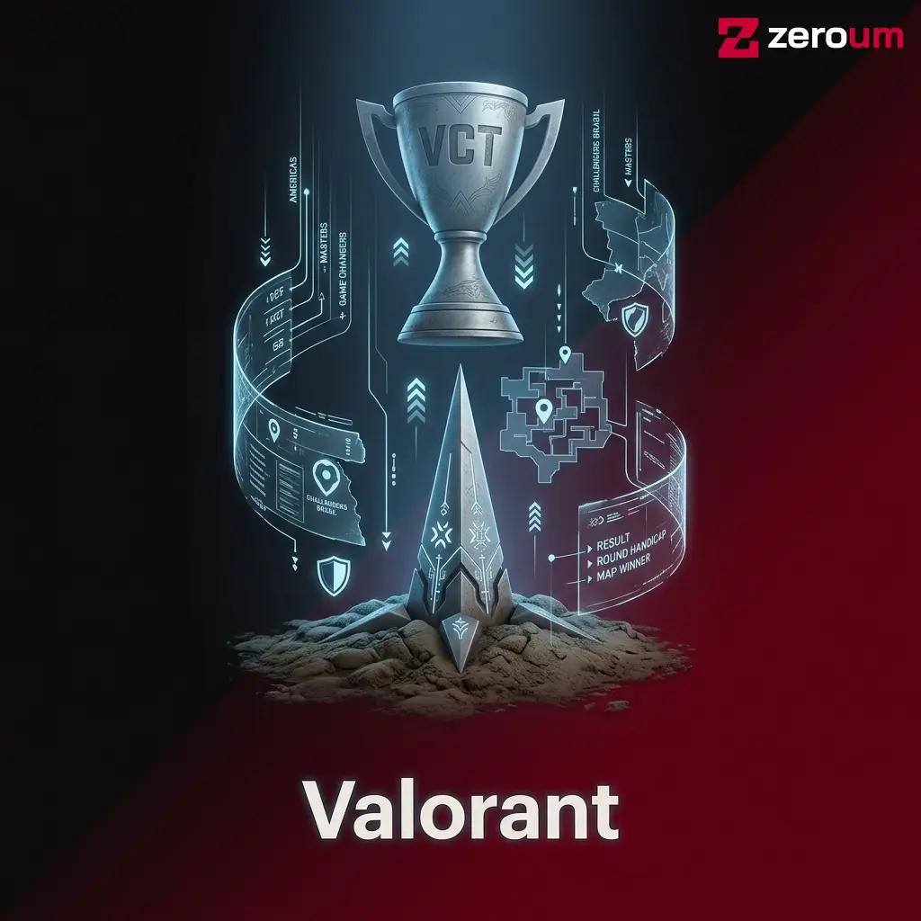 Apostas em Valorant no VCT com mercados ao vivo e pré-jogo na Zeroumbet, cobrindo torneios como VCT Champions e Brasil.